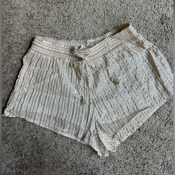 NWT Victoria’s Secret Gold/cream/shimmer pajama shorts with tassel drawstring - Picture 2 of 4